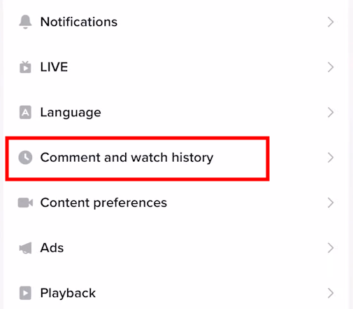 Comment and watch history tiktok