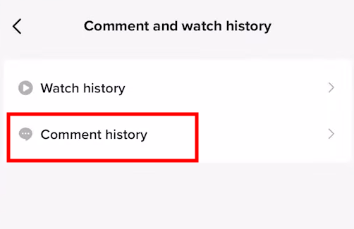 Delete TikTok comment history