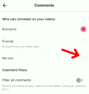 Turn off comments on tiktok