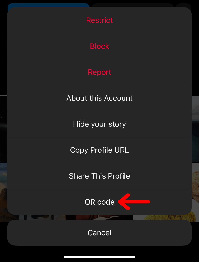 Share someone else's Instagram profile using QR Code
