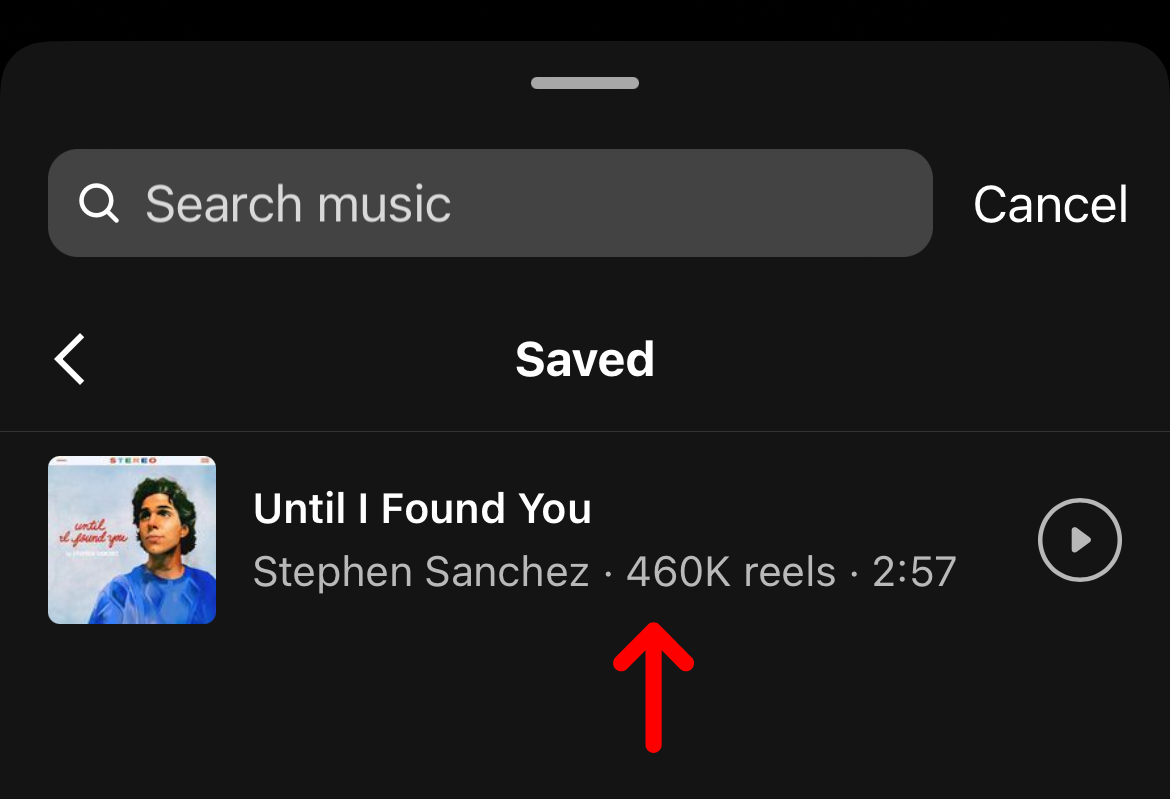 Use saved Instagram music on story